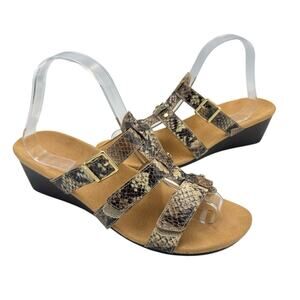 VIONIC Radia Orthotic Wedge Adjustable 3 Strap Snakeskin Embossed Sandals